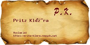 Pritz Klára névjegykártya
